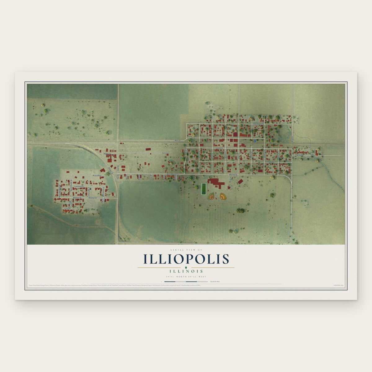 Illiopolis, Illinois map print, the full design