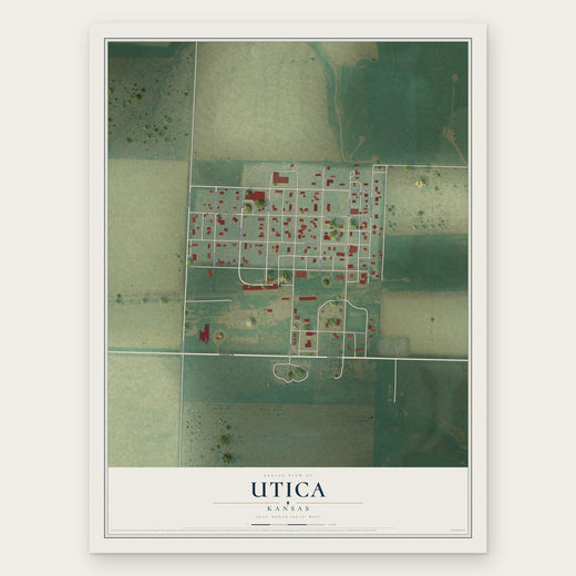 Utica, Kansas map print, the full design