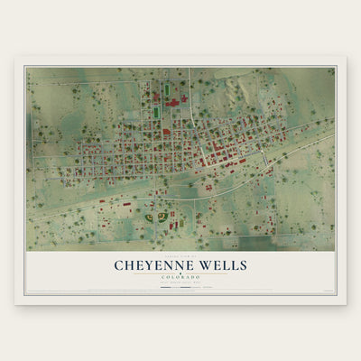 Cheyenne Wells, Colorado map print, the full design