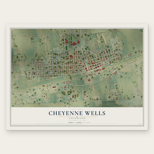 Cheyenne Wells, Colorado map print, the full design