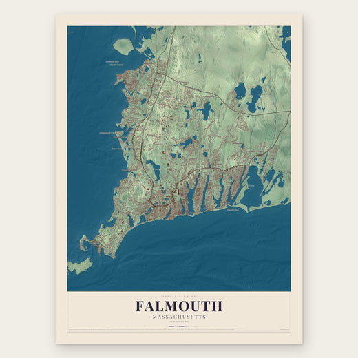 Falmouth, Massachusetts map print, the full design