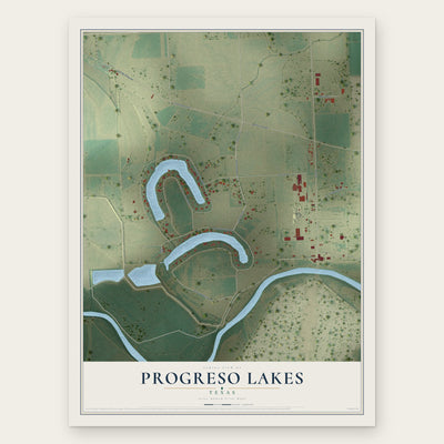 Progreso Lakes, Texas map print, the full design