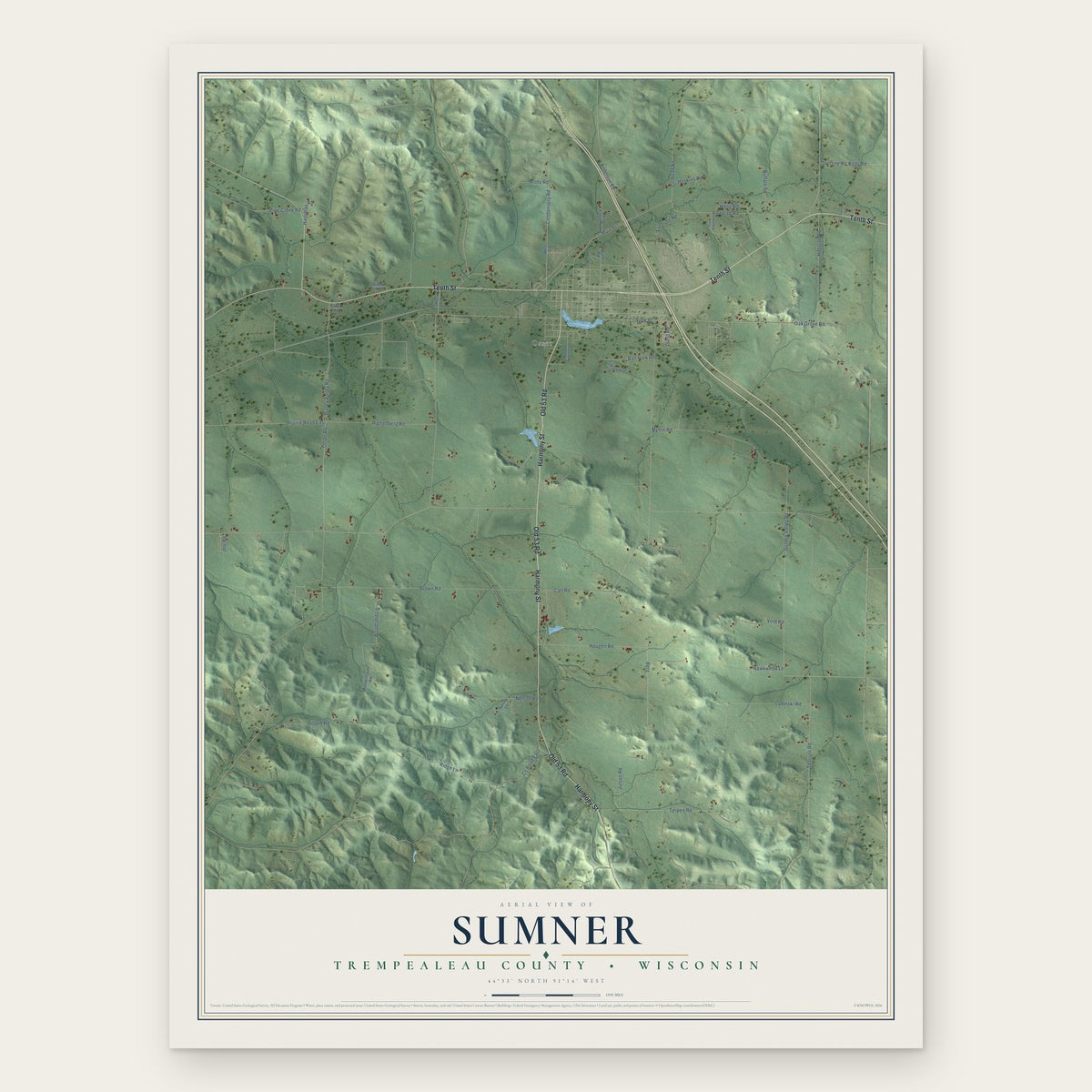 Sumner, Trempealeau County, Wisconsin map print, the full design