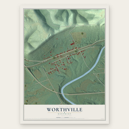Worthville, Kentucky map print, the full design