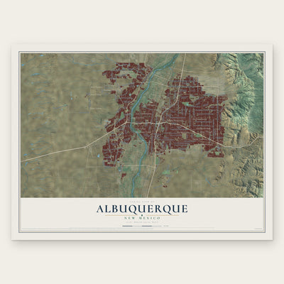 Albuquerque, New Mexico map print, the full design