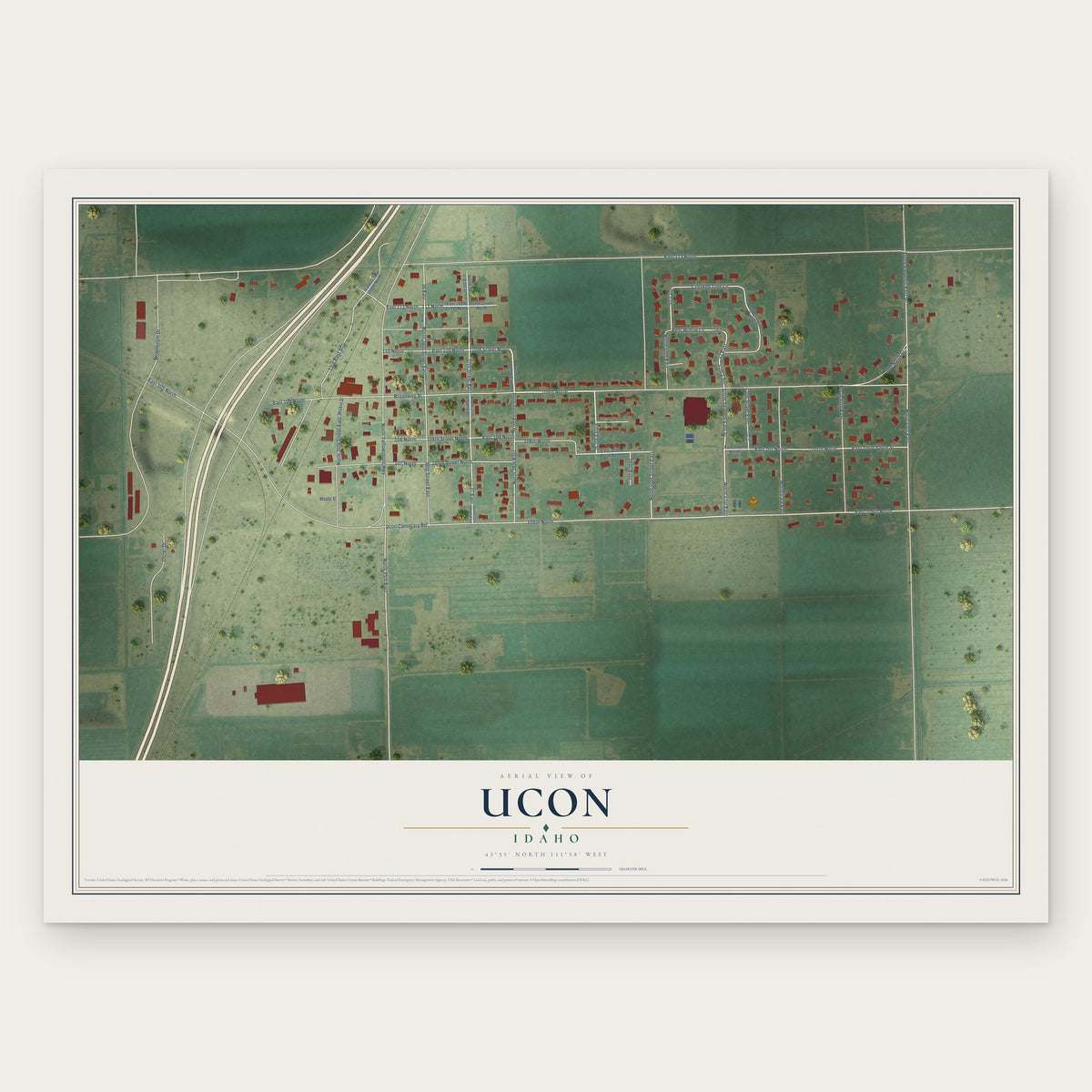 Ucon, Idaho map print, the full design