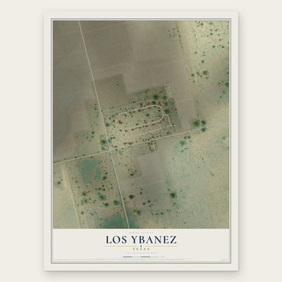 Los Ybanez, Texas map print, the full design