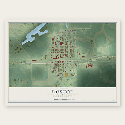 Roscoe, South Dakota map print, the full design