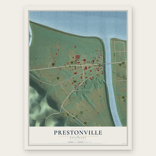 Prestonville, Kentucky map print, the full design