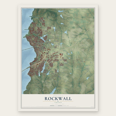 Rockwall, Texas map print, the full design