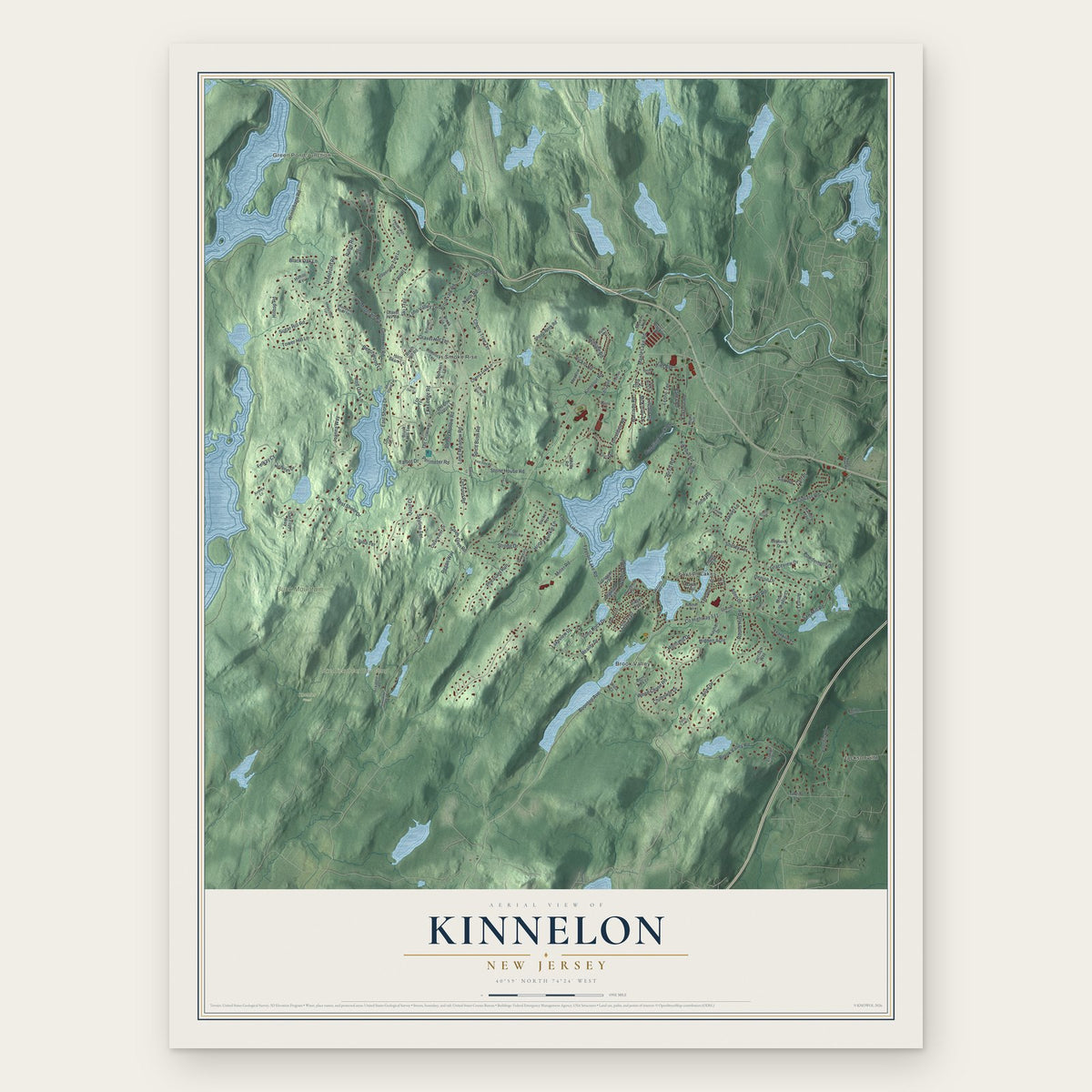 Kinnelon, New Jersey map print, the full design
