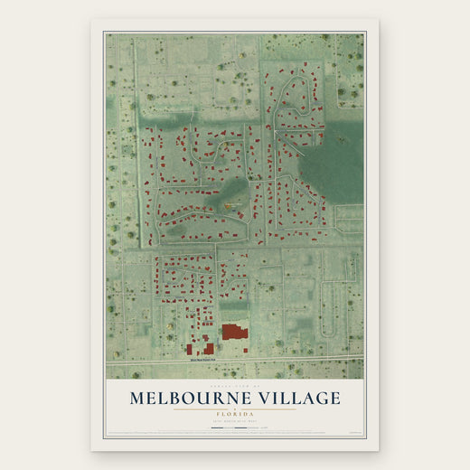 Melbourne Village, Florida map print, the full design
