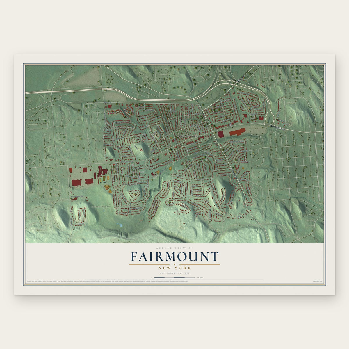 Fairmount, New York map print, the full design
