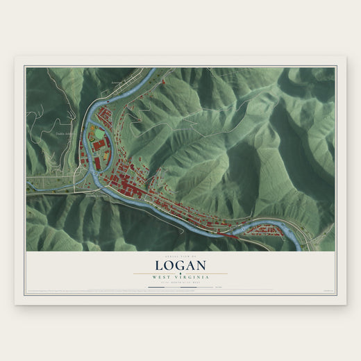 Logan, West Virginia map print, the full design