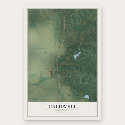 Caldwell, Arkansas map print, the full design