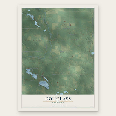 Douglass, Michigan map print, the full design