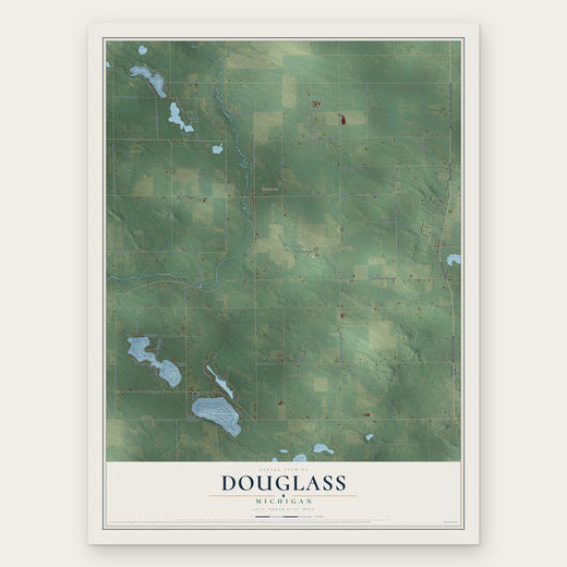 Douglass, Michigan map print, the full design