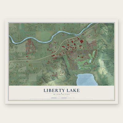 Liberty Lake, Washington map print, the full design