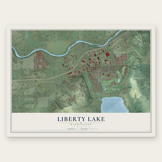 Liberty Lake, Washington map print, the full design
