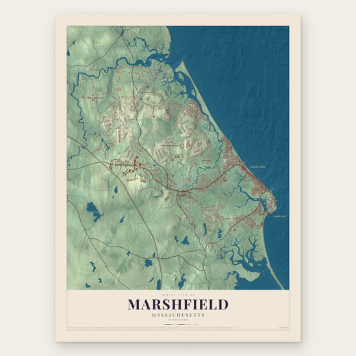 Marshfield, Massachusetts map print, the full design