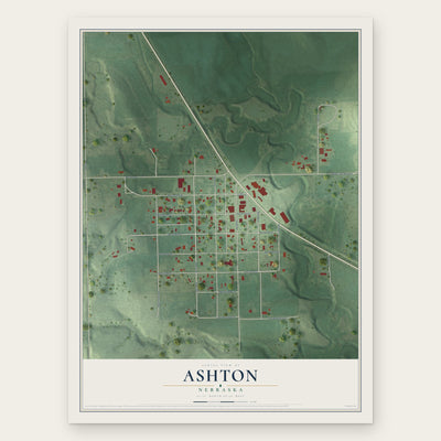 Ashton, Nebraska map print, the full design