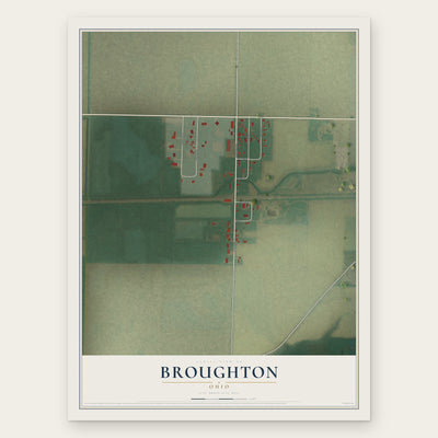 Broughton, Ohio map print, the full design