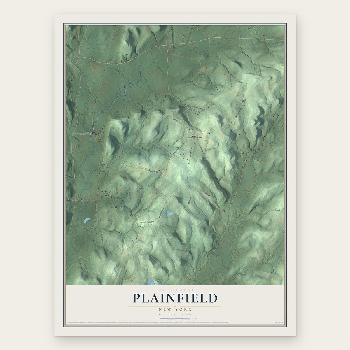 Plainfield, New York map print, the full design