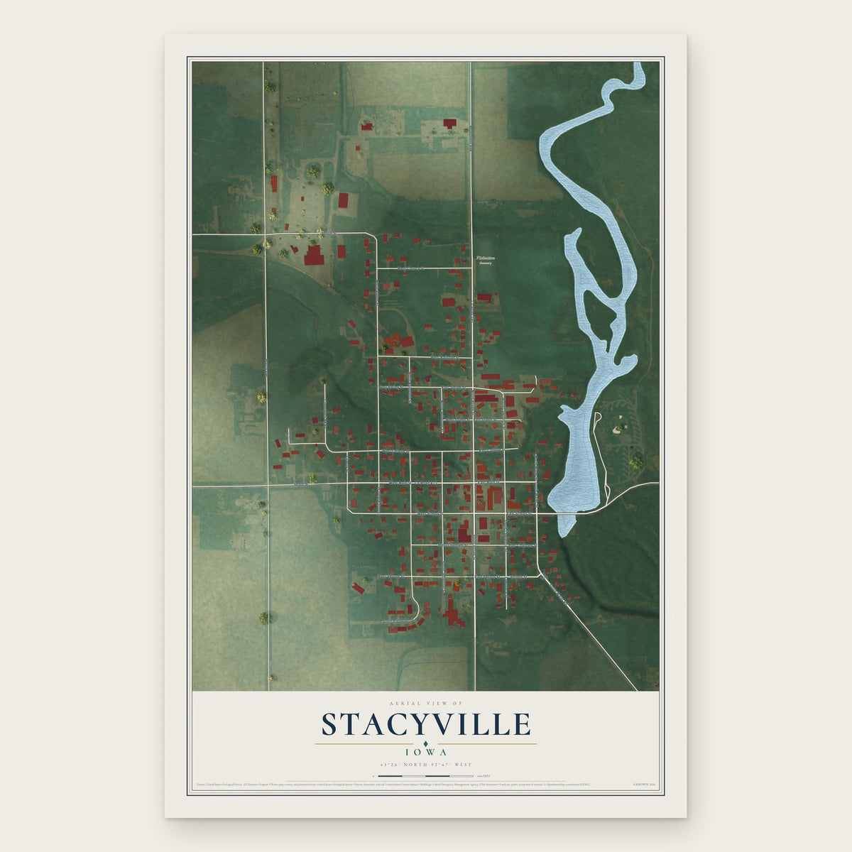 Stacyville, Iowa map print, the full design