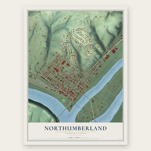 Northumberland, Pennsylvania map print, the full design