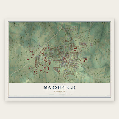 Marshfield, Missouri map print, the full design
