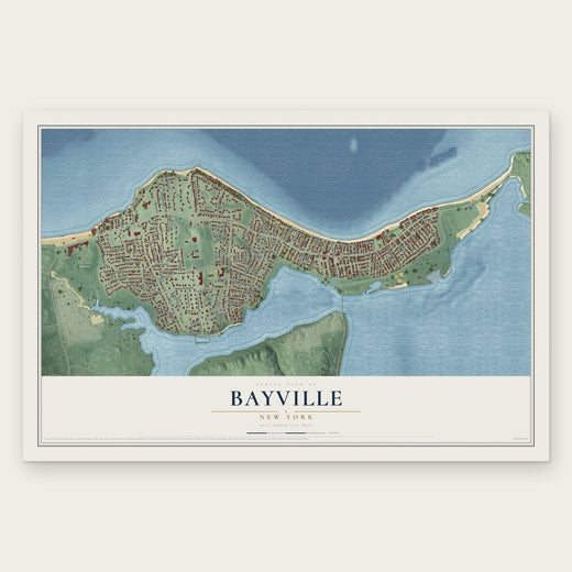 Bayville, New York map print, the full design
