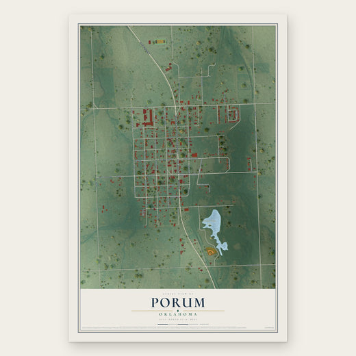 Porum, Oklahoma map print, the full design