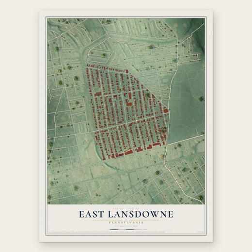 East Lansdowne, Pennsylvania map print, the full design