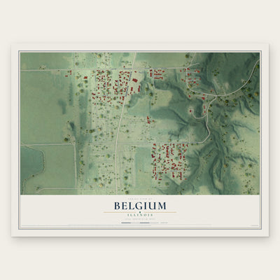 Belgium, Illinois map print, the full design