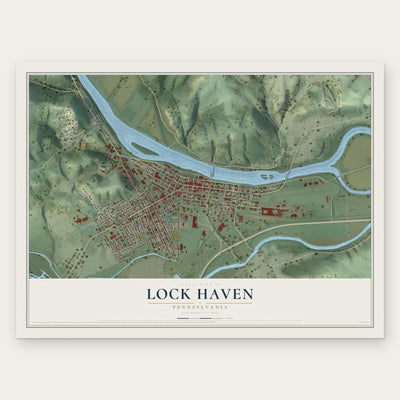 Lock Haven, Pennsylvania map print, the full design