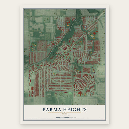 Parma Heights, Ohio map print, the full design