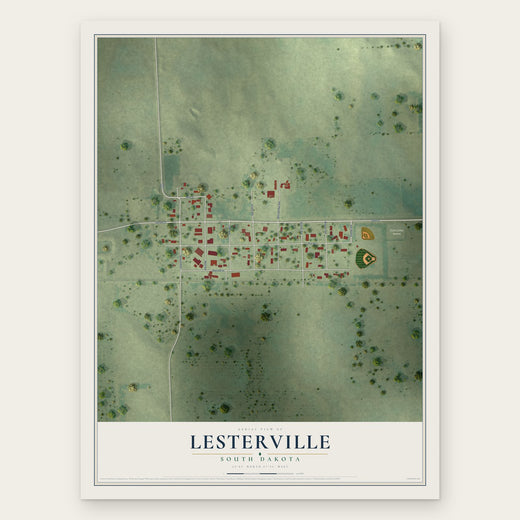 Lesterville, South Dakota map print, the full design