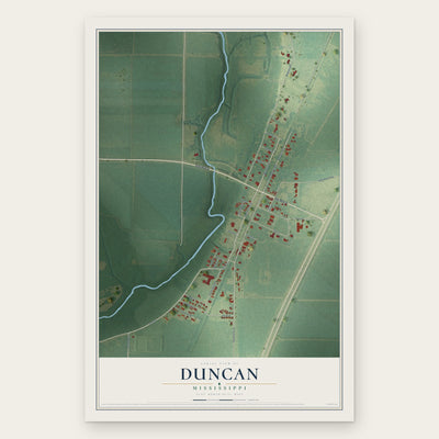 Duncan, Mississippi map print, the full design