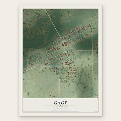 Gage, Oklahoma map print, the full design