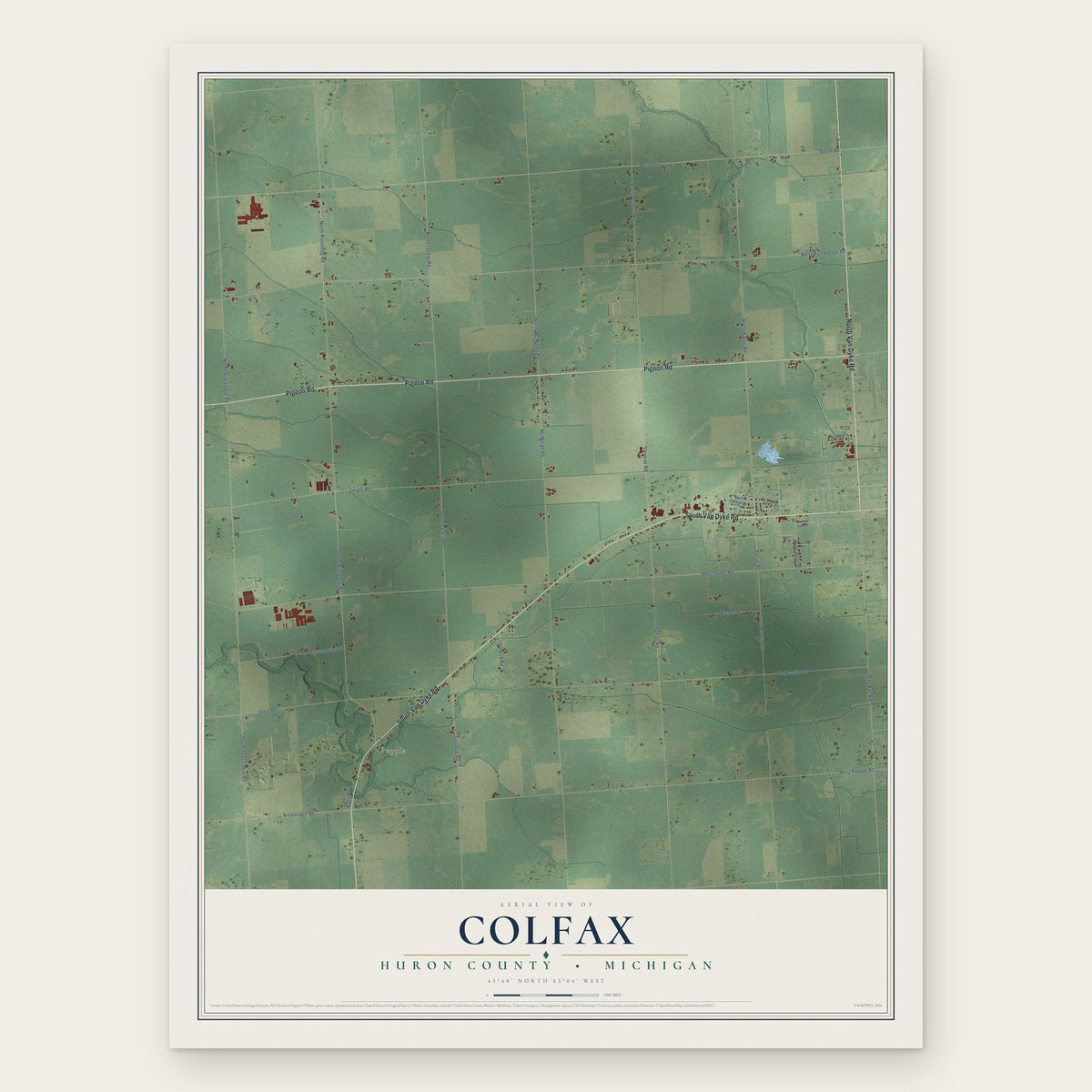 Colfax, Huron County, Michigan map print, the full design