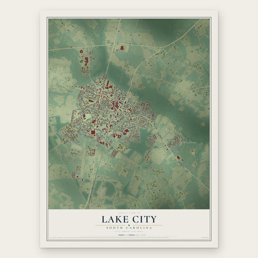 Lake City, South Carolina map print, the full design