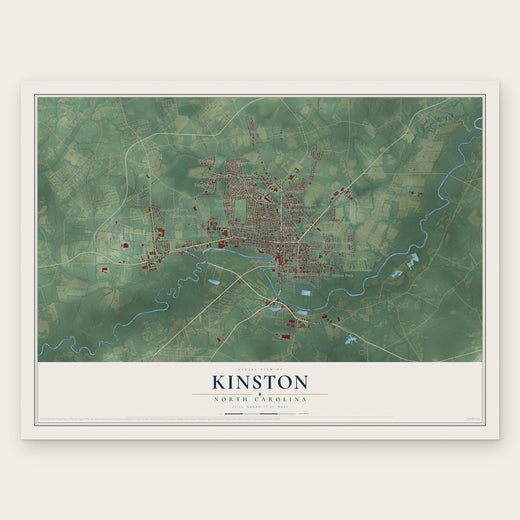 Kinston, North Carolina map print, the full design
