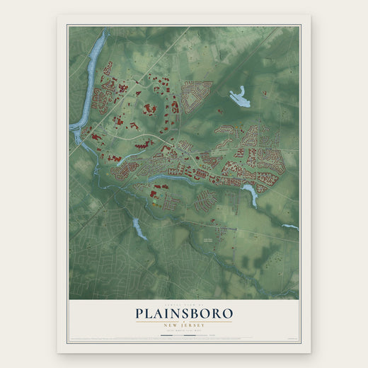 Plainsboro, New Jersey map print, the full design