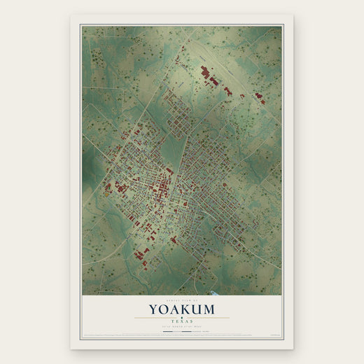 Yoakum, Texas map print, the full design