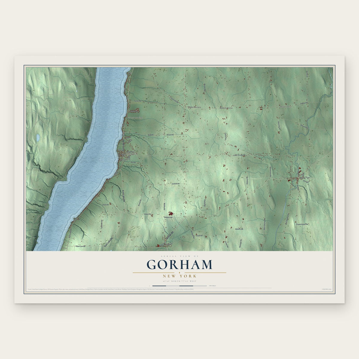 Gorham, New York map print, the full design