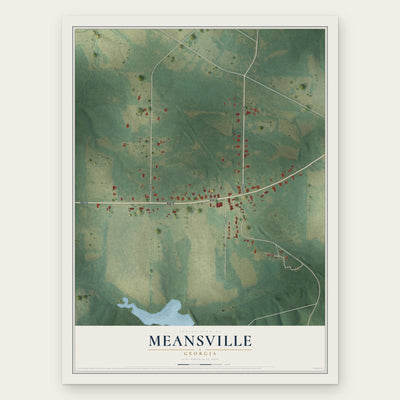 Meansville, Georgia map print, the full design