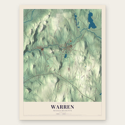 Warren, Massachusetts map print, the full design