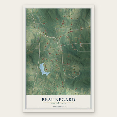 Beauregard, Mississippi map print, the full design