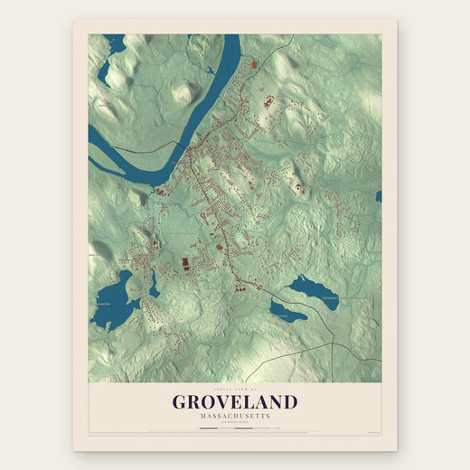 Groveland, Massachusetts map print, the full design