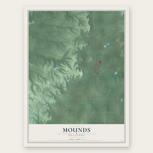 Mounds, Oklahoma map print, the full design